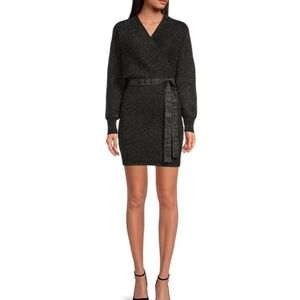 NWT Gianni Bini Alston Metallic Tie Waist Sweater Dress Size XL